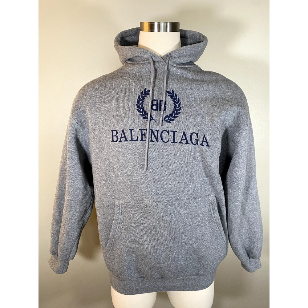 RARE BALENCIAGA Men's BB 19 Crown Hoodie Gray Portugal Size: S 541690 TCV31/5695